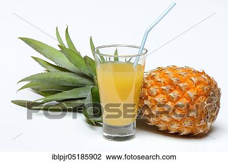 Stock Image - Pineapplejuice and ( Ananas comosus). Fotosearch