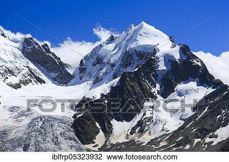 Stock Image - Piz Roseg, 3937 m, view from Fuorcla Surlej, Graubuenden, Switzerland, Europe. Fotosearch