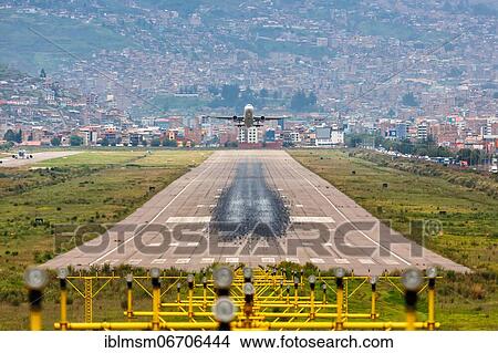 Plane takes off at Cuzco airport, Peru, South America View Large Photo Image Picture - Plane takes off at Cuzco airport, Peru, South America. Fotosearch