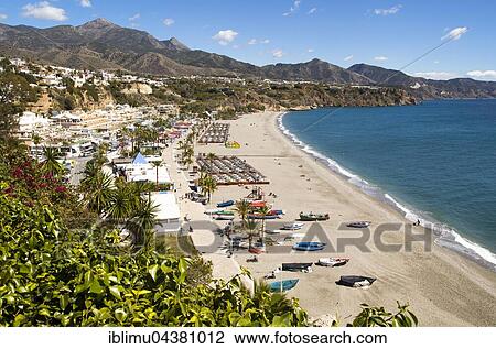 Playa Burriana, sandy beach, holiday resort town of Nerja, Province of Málaga, Spain, Europe View Large Photo Image Stock Image - Playa Burriana, sandy beach, holiday resort town of Nerja, Province of Málaga, Spain, Europe. Fotosearch