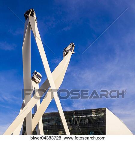 Stock Photo - Porsche Museum and Sculpture Inspiration 911, Porscheplatz, artist Gerry Judah, Stuttgart-Zuffenhausen, Baden-Württemberg, Germany, Europe. Fotosearch