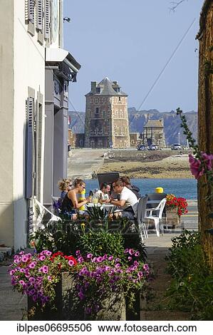Stock Photograph - Port of Camaret-sur-Mer with tower Vauban on the peninsula Crozon, department Finistere Penn ar Bed, region Brittany Breizh, Atlantic coast, France, Europe. Fotosearch