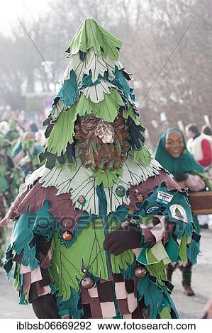 Stock Image - Portrait mask of Swabian-Alemannic carnival, Burgrieden, Baden-Württemberg, Germany, Europe. Fotosearch