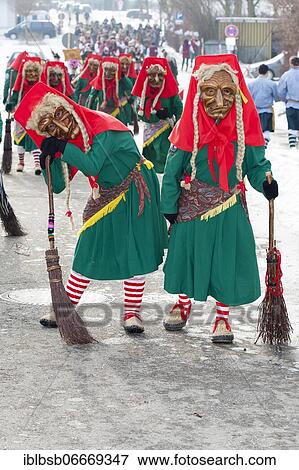 Stock Photo - Portrait mask of Swabian-Alemannic carnival, Burgrieden, Baden-Württemberg, Germany, Europe. Fotosearch