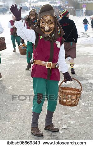 Stock Photo - Portrait mask of Swabian-Alemannic carnival, Burgrieden, Baden-Württemberg, Germany, Europe. Fotosearch