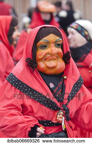 Stock Photograph - Portrait mask of Swabian-Alemannic carnival, Laupheim, Baden-Württemberg, Germany, Europe. Fotosearch