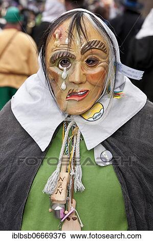 Stock Photograph - Portrait mask of Swabian-Alemannic carnival, Burgrieden, Baden-Württemberg, Germany, Europe. Fotosearch