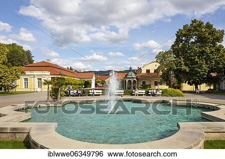 Stock Photograph - Presidential fountain in the spa park, Kupelny Park, spa town, Piešťany, Slovakia, Europe. Fotosearch