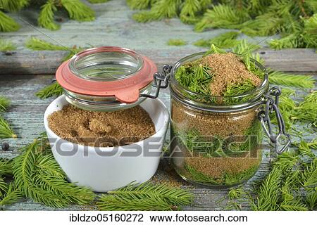 Production spruce tip honey, Bauner sugar, spruce branches View Large Photo Image Stock Image - Production spruce tip honey, Bauner sugar, spruce branches. Fotosearch