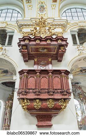 Pulpit, Lorenzirche, Kempten, Allgäu, Upper Swabia, Swabia, Bavaria, Germany, Europe View Large Photo Image Stock Photo - Pulpit, Lorenzirche, Kempten, Allgäu, Upper Swabia, Swabia, Bavaria, Germany, Europe. Fotosearch