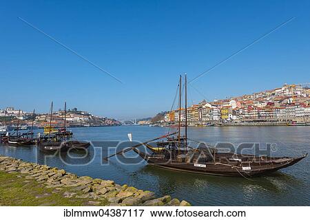 Rabelo boats, port wine boats on River Douro, Porto, Portugal, Europe View Large Photo Image Stock Photo - Rabelo boats, port wine boats on River Douro, Porto, Portugal, Europe. Fotosearch
