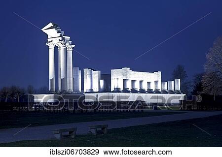 Reconstructed Roman harbour temple in the evening, Archaeological Park Xanten, Xanten, Lower Rhine, North Rhine-Westphalia, Germany, Europe View Large Photo Image Stock Photo - Reconstructed Roman harbour temple in the evening, Archaeological Park Xanten, Xanten, Lower Rhine, North Rhine-Westphalia, Germany, Europe. Fotosearch