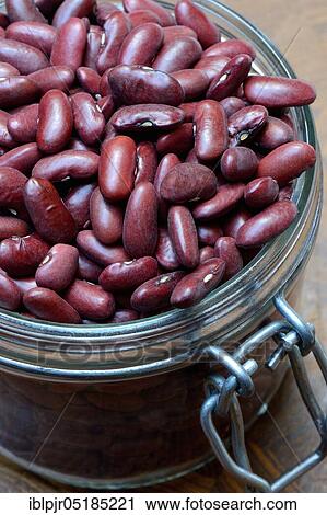 Stock Image - Red beans, kidney bean in glass. Fotosearch