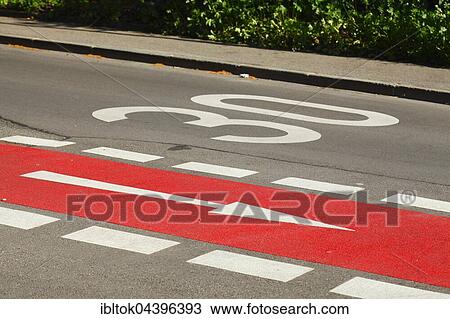 Red bicycle path, 30 speed marking on road, Kempten, Unterallgäu, Allgäu, Swabia, Bavaria View Large Photo Image Stock Image - Red bicycle path, 30 speed marking on road, Kempten, Unterallgäu, Allgäu, Swabia, Bavaria. Fotosearch