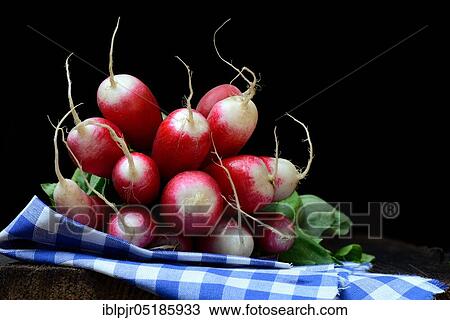 Stock Image - Red-white Red Radish ( Raphanus sativus var. sativus). Fotosearch