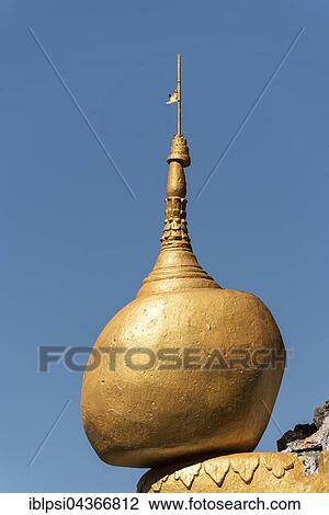 Replica of Golden Rock, Bayin Nyi, cave temple and hot springs, Mon State, Myanmar, Asia View Large Photo Image Stock Image - Replica of Golden Rock, Bayin Nyi, cave temple and hot springs, Mon State, Myanmar, Asia. Fotosearch