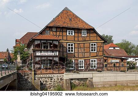 restaurant Drawehner Torschänke, half-timbered house, Hitzacker, Lower Saxony, Germany, Europe View Large Photo Image Stock Image - restaurant Drawehner Torschänke, half-timbered house, Hitzacker, Lower Saxony, Germany, Europe. Fotosearch