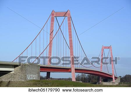 Stock Image - Rhine bridge near Emmerich, January, Lower Rhine, North Rhine-Westphalia, Germany, Europe. Fotosearch