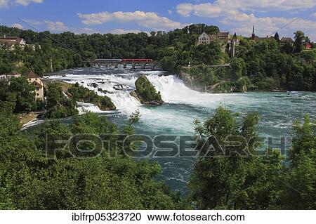 Stock Image - Rhine Falls, Schloss Laufen, Schaffhausen, Switzerland, Europe. Fotosearch