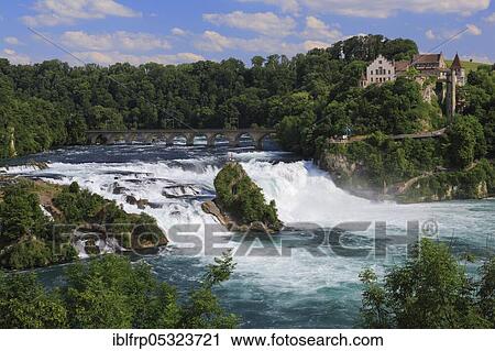 Stock Image - Rhine Falls, Schloss Laufen, Schaffhausen, Switzerland, Europe. Fotosearch