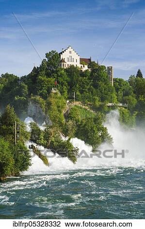 Stock Image - Rhine Falls with Laufen Castle, Switzerland, Europe. Fotosearch