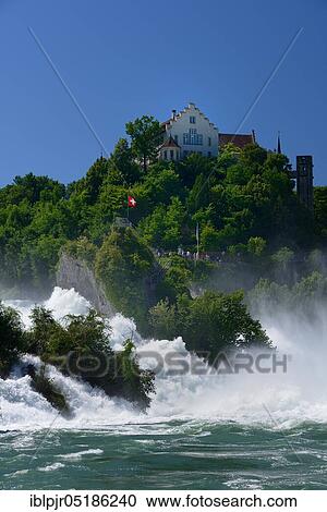 Stock Image - Rhine Falls with Laufen Castle, Schaffhausen, Switzerland, Europe. Fotosearch