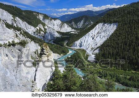 Stock Photo - Rhine Gorge, Graubuenden, Switzerland, Europe. Fotosearch