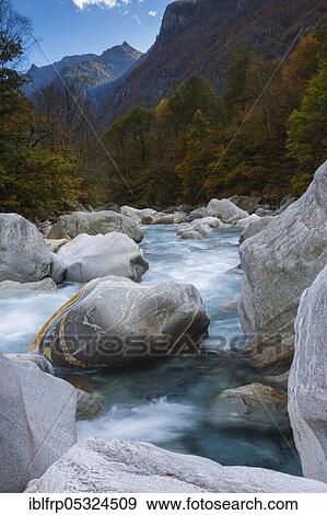 Stock Photo - River Verzasca, Verzasca Valley, Ticino, Switzerland, Europe. Fotosearch
