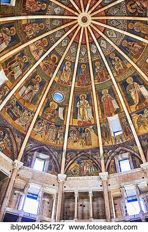 Romanesque frescoes inside the dome of the Romanesque Baptistery, Parma, Emilia Romagna, Italy, Europe View Large Photo Image Stock Photo - Romanesque frescoes inside the dome of the Romanesque Baptistery, Parma, Emilia Romagna, Italy, Europe. Fotosearch