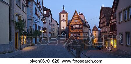 Rothenburg ob der Tauber in the evening, Middle Franconia, Bavaria, Germany, Europe View Large Photo Image Stock Photo - Rothenburg ob der Tauber in the evening, Middle Franconia, Bavaria, Germany, Europe. Fotosearch