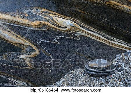 Picture - Round stone, rock vein, Valle Verzasca, Ticino, Switzerland, Europe. Fotosearch
