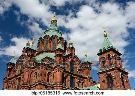 Stock Photograph - Russian Orthodox Uspenski Cathedral, Helsinki, Finland, Europe. Fotosearch