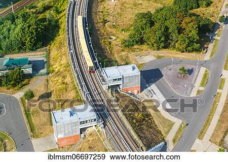 Stock Photo - S-Bahn Berlin train S-Bahn station stop Waßmannsdorf in Berlin, Germany, Europe. Fotosearch