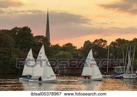 Sailboats on Lake Alster, Hamburg, Germany, Europe View Large Photo Image Stock Photo - Sailboats on Lake Alster, Hamburg, Germany, Europe. Fotosearch