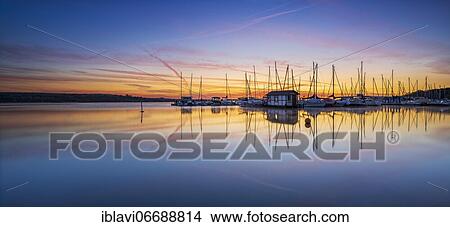 Sailing boats at sunrise, Marina Mücheln am Geiseltalsee, Mücheln, Saxony-Anhalt, Germany, Europe View Large Photo Image Picture - Sailing boats at sunrise, Marina Mücheln am Geiseltalsee, Mücheln, Saxony-Anhalt, Germany, Europe. Fotosearch