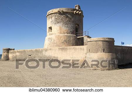 San Miguel de Cabo de Gata, old military watchtower, Cabo de Gata-Níjar Natural Park, Nijar, Almeria, Andalusia, Spain, Europe View Large Photo Image Stock Image - San Miguel de Cabo de Gata, old military watchtower, Cabo de Gata-Níjar Natural Park, Nijar, Almeria, Andalusia, Spain, Europe. Fotosearch