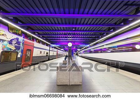 Picture - SBB InterCity trains at Zurich Airport (ZRH) station in, Zurich, Switzerland, Europe. Fotosearch