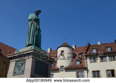 Stock Photo - Schiller monument on Schillerplatz, Stuttgart, Baden-Württemberg, Germany, Europe. Fotosearch