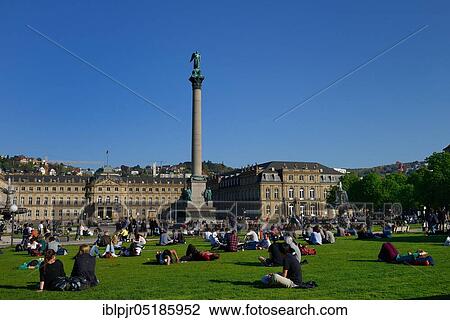 Schlossplatz with anniversary column and New Palace, Stuttgart, Baden-Württemberg, Germany, Europe View Large Photo Image Stock Image - Schlossplatz with anniversary column and New Palace, Stuttgart, Baden-Württemberg, Germany, Europe. Fotosearch