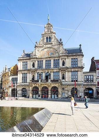Schouwburg theater at Sint-Baafsplein, Ghent, Flanders, Belgium, Europe View Large Photo Image Stock Photo - Schouwburg theater at Sint-Baafsplein, Ghent, Flanders, Belgium, Europe. Fotosearch