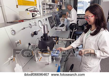 Scientist at the high-pressure machine for simulating conditions deep in the earth for research on the origin of life, Faculty of Biology, Department of Geology, Laboratory at the University of Duisburg-Essen, Essen, Germany, Europe View Large Photo Image Stock Photo - Scientist at the high-pressure machine for simulating conditions deep in the earth for research on the origin of life, Faculty of Biology, Department of Geology, Laboratory at the University of Duisburg-Essen, Essen, Germany, Europe. Fotosearch