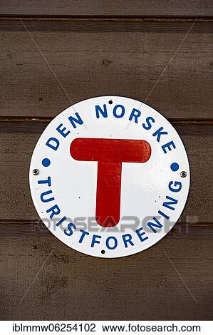 Sign and logo, Norwegian Hiking Association, Den Norske Tourlag, Lofoten, Nordland, Norway, Europe View Large Photo Image Stock Image - Sign and logo, Norwegian Hiking Association, Den Norske Tourlag, Lofoten, Nordland, Norway, Europe. Fotosearch