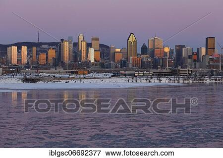 Skyline at sunrise, Montreal, Province of Quebec, Canada, North America View Large Photo Image Stock Photo - Skyline at sunrise, Montreal, Province of Quebec, Canada, North America. Fotosearch