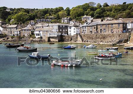 Small Harbour with fishing boats, Mousehole village, Cornwall, England View Large Photo Image Stock Photograph - Small Harbour with fishing boats, Mousehole village, Cornwall, England. Fotosearch