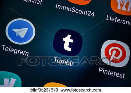 Stock Image - Smartphone, Display, App, Tumblr. Fotosearch