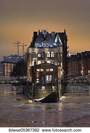 Stock Image - Speicherstadt, Poggenmühle, Hamburg, Germany, Europe. Fotosearch