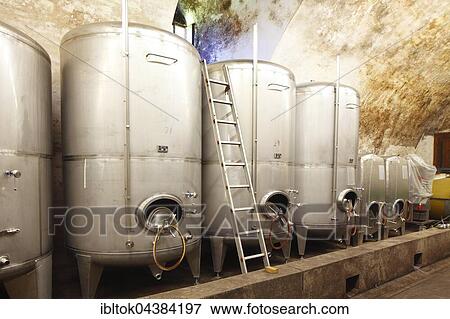 Stainless steel wine tanks, wine cellar in Johannisburg, Aschaffenburg, Lower Franconia, Franconia, Bavaria Schloss, Germany, Europe View Large Photo Image Stock Photo - Stainless steel wine tanks, wine cellar in Johannisburg, Aschaffenburg, Lower Franconia, Franconia, Bavaria Schloss, Germany, Europe. Fotosearch