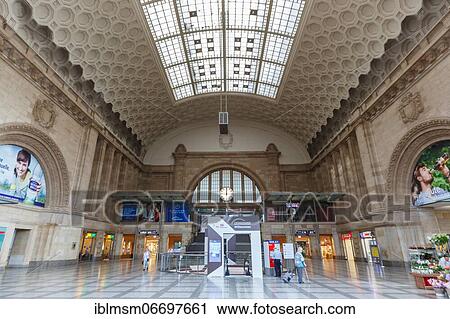 Station Leipzig central railway station Hbf Deutsche Bahn DB Halle West Leipzig, Germany, Europe View Large Photo Image Stock Image - Station Leipzig central railway station Hbf Deutsche Bahn DB Halle West Leipzig, Germany, Europe. Fotosearch