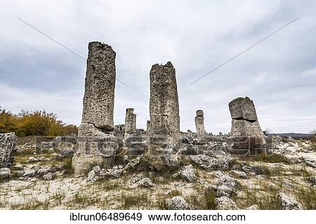 Stock Photo - Stone desert Pobiti Kamani rock phenomenon, near Varna, Bulgaria, Europe. Fotosearch