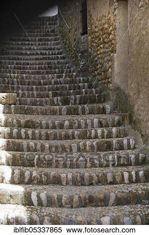 Stock Photography - Stone staircase in a typical Provencal village, Provence, France, Europe. Fotosearch